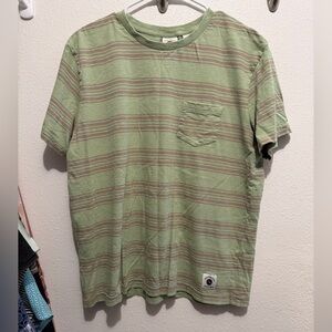 Quiksilver Green and Brown Striped Men's Shirt